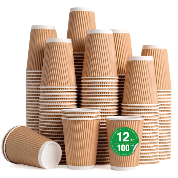 100 pack 12oz kraft ripple wall paper cup 100 pack 12oz kraft ripple wall paper cup