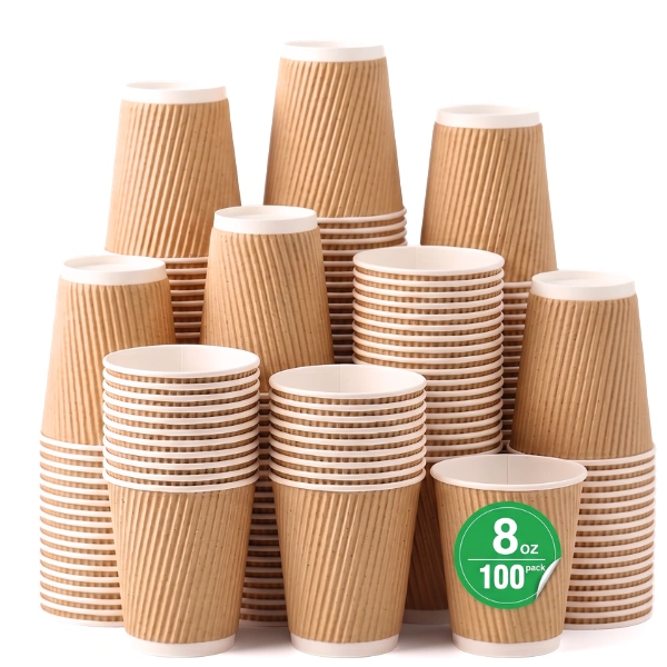 100 pack 8oz kraft ripple wall paper cup 100 pack 8oz kraft ripple wall paper cup