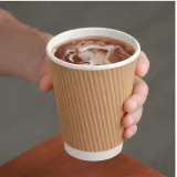 12oz kraft ripple wall paper cup in use