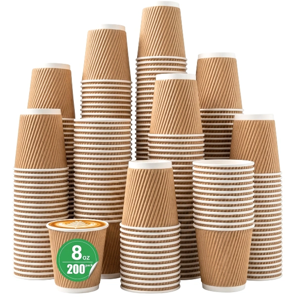 200 pack 8oz kraft ripple wall paper cup 200 pack 8oz kraft ripple wall paper cup