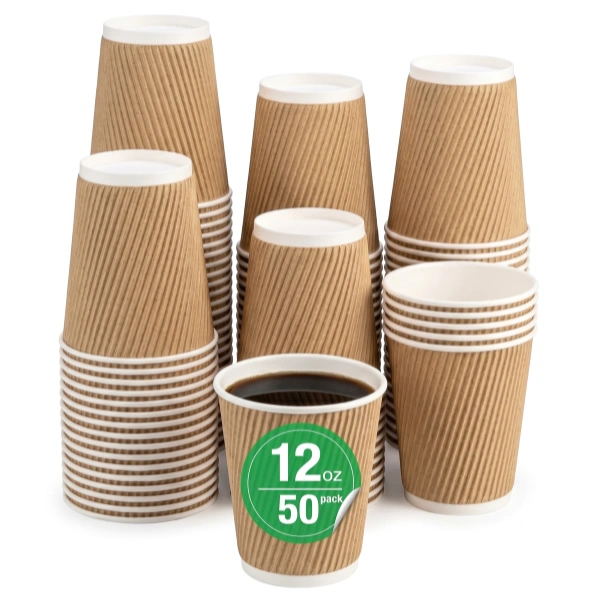 50 pack 12oz kraft ripple wall paper cup 50 pack 12oz kraft ripple wall paper cup