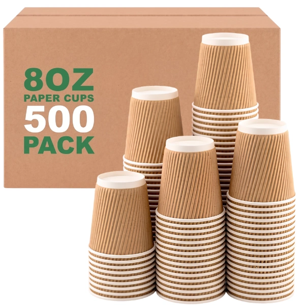 500 pack 8oz kraft ripple wall paper cup 500 pack 8oz kraft ripple wall paper cup