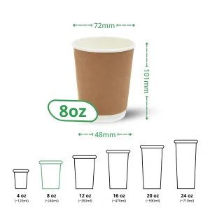 8oz kraft double wall paper cup specs