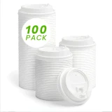 100 pack 90mm white reclosable sip throug lid for paper cups