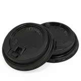 90mm black sip-through lids for 10-24oz takeaway coffee cups