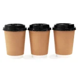 90mm black reclosable sip throug lid for paper cups in use
