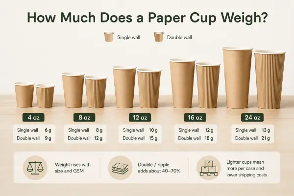 Close-up of an empty lightweight paper cup on a digital scale