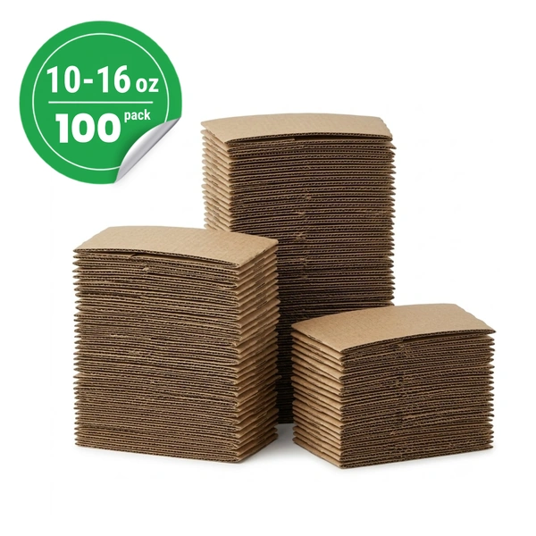100 pack 10 to 16oz recyclable kraft brown paper cup sleeve 100 pack 10 to 16oz recyclable kraft brown paper cup sleeve