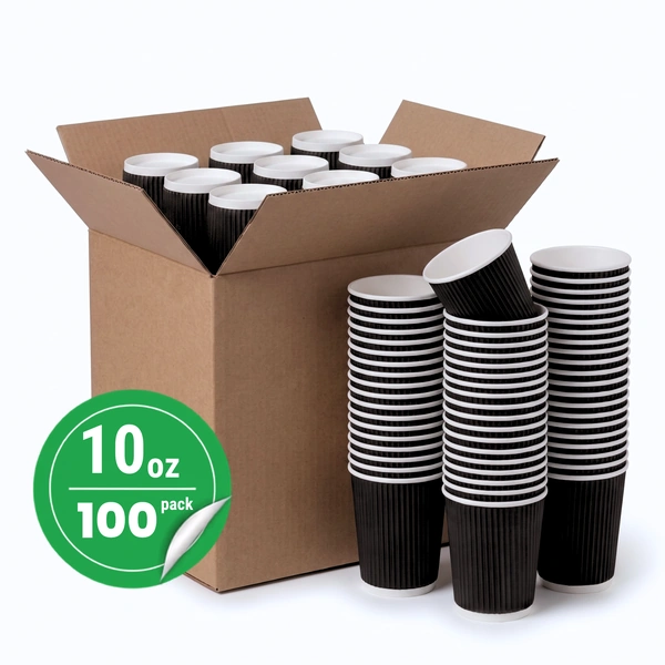 100 pack 10oz black ripple wall paper cup 100 pack 10oz black ripple wall paper cup