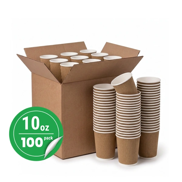 100 pack 10oz kraft ripple wall paper cup 100 pack 10oz kraft ripple wall paper cup