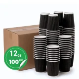 100 pack 12oz black ripple wall paper cup
