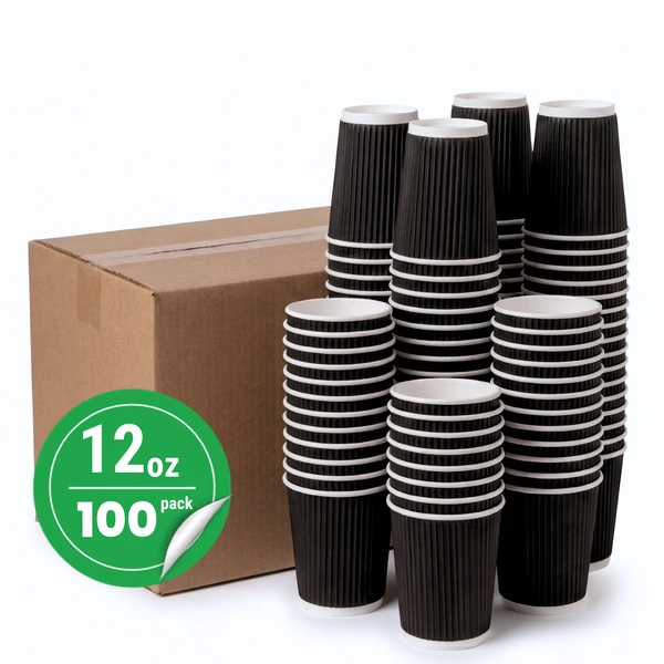 100 pack 12oz black ripple wall paper cup 100 pack 12oz black ripple wall paper cup