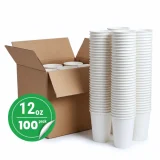 100 pack 12oz white single wall paper cup
