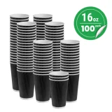 100 pack 16oz black ripple cup