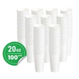 100 pack 20oz white single wall paper cup