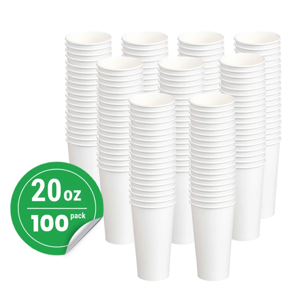 100 pack 20oz white single wall paper cup 100 pack 20oz white single wall paper cup