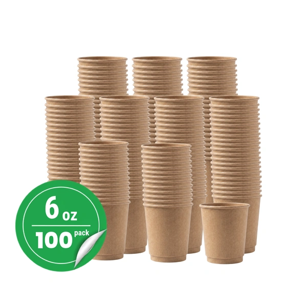 100 pack 6oz kraft double wall paper cup 100 pack 6oz kraft double wall paper cup