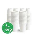 100 pack 6oz white single wall paper cup
