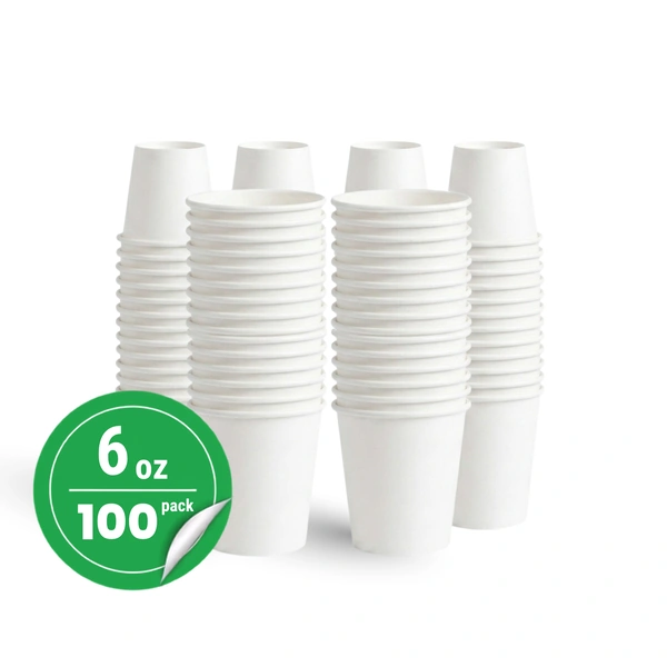 100 pack 6oz white single wall paper cup 100 pack 6oz white single wall paper cup