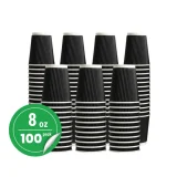 100 pack 8oz black ripple wall paper cup