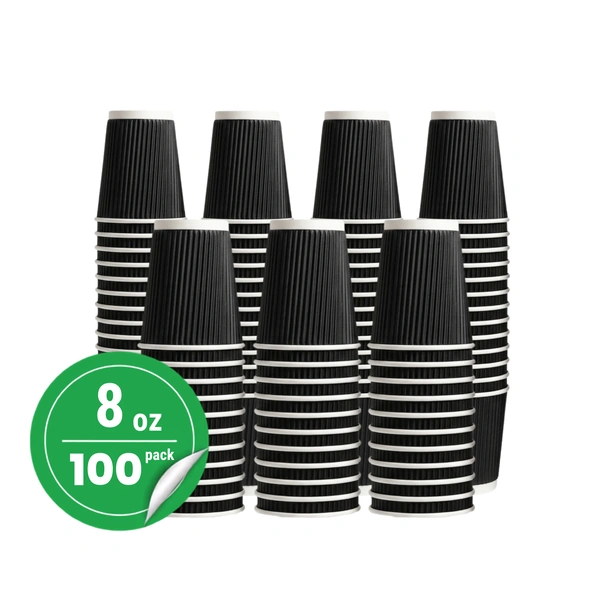100 pack 8oz black ripple wall paper cup 100 pack 8oz black ripple wall paper cup