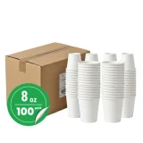 100 pack 8oz white single wall paper cup