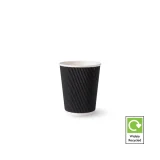10oz black ripple wall paper cup for lattes and iced coffee