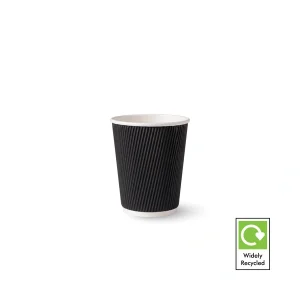 10oz black ripple wall paper cup for lattes and iced coffee