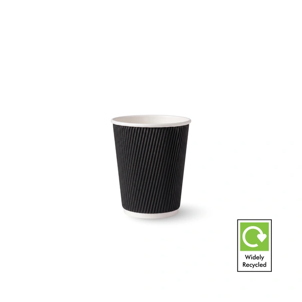 10oz black ripple wall paper cup for lattes and iced coffee 10oz black ripple wall paper cup for lattes and iced coffee