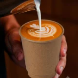 10oz kraft double wall paper cup in use