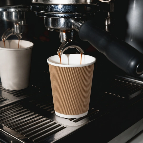 10oz kraft ripple wall paper cup in use 10oz kraft ripple wall paper cup in use