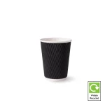 12oz black ripple wall paper cup for large lattes and iced coffee