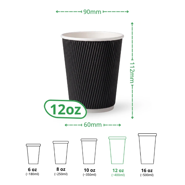 12oz black ripple wall paper cup specs 12oz black ripple wall paper cup specs