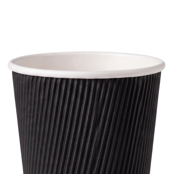 12oz black ripple wall paper cup zoom 12oz black ripple wall paper cup zoom