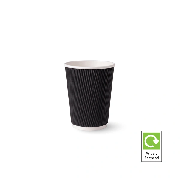 12oz black ripple wall paper cup for large lattes and iced coffee 12oz black ripple wall paper cup for large lattes and iced coffee