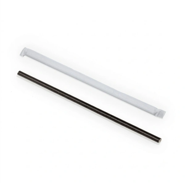 Individually wrapped black paper straws 200mm by 6mm Individually wrapped black paper straws 200mm by 6mm