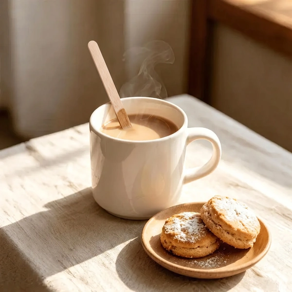5.5 inch wooden drink stirrer in use 5.5 inch wooden drink stirrer in use
