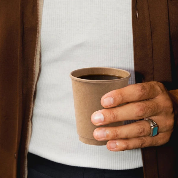 6oz kraft double wall paper cup in use 6oz kraft double wall paper cup in use