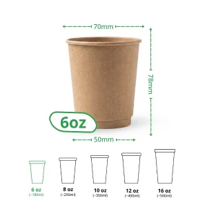6oz kraft double wall paper cup specs