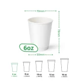 6oz white double wall paper cup specs