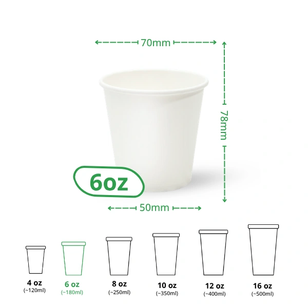 6oz white single wall paper cup specs 6oz white single wall paper cup specs