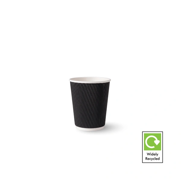 8oz black ripple wall paper cup for hot and cold drinks 8oz black ripple wall paper cup for hot and cold drinks