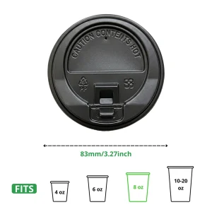 8oz reclosable black lid specs