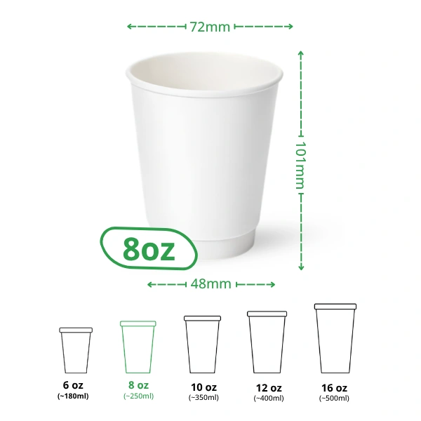 8oz white double wall paper cup specs 8oz white double wall paper cup specs
