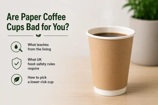 Infographic illustrating whether paper cups are bad for your health and the environment