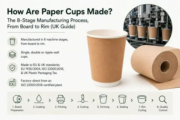 Step-by-step workflow and modern technology used in making paper cups