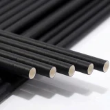 recyclable black wrapped paper straw 200mm x 6mm zoom