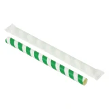 recyclable green stripe wrapped paper straw 210mm x 10mm