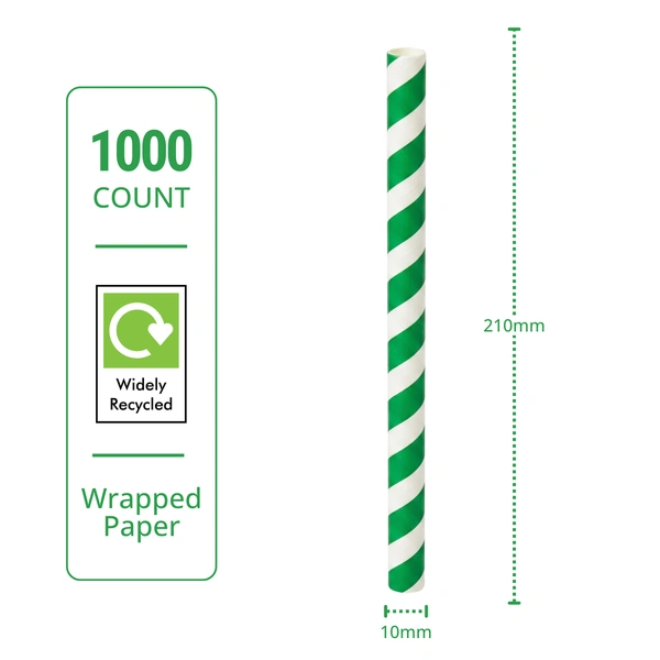 recyclable green stripe wrapped paper straw 210mm x 10mm specs recyclable green stripe wrapped paper straw 210mm x 10mm specs