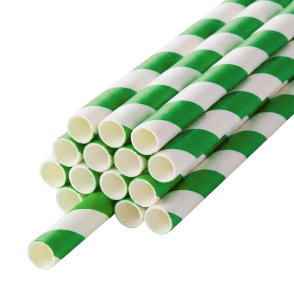 recyclable green stripe wrapped paper straw 210mm x 10mm zoom recyclable green stripe wrapped paper straw 210mm x 10mm zoom